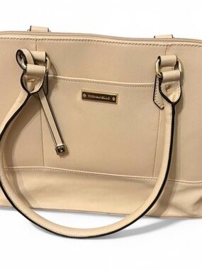 Like New Tignanello Cream Structured Satchel Handbag Purse